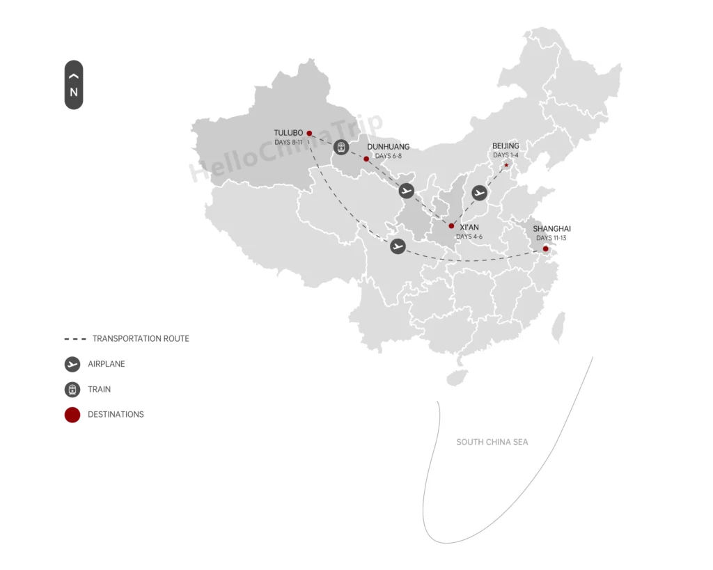 13-Day Beijing–Xi'an–Dunhuang–Urumqi–Shanghai Tour