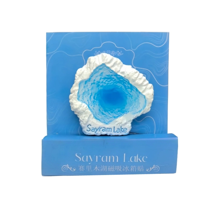 Product Description: Xinjiang Sayram Lake Cultural & Creative Fridge Magnet – A Slice of Alpine Serenity