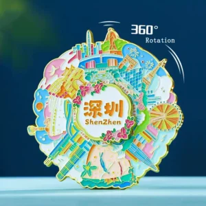 Shenzhen Dual-Layer Rotating Metal Fridge Magnet: A Dynamic Tribute to China’s Silicon Valley