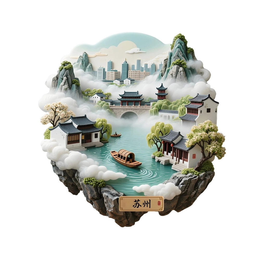 Suzhou Landmark Magnetic Fridge Stickers – Charming Souvenirs Featuring Classic Gardens & Canal Scenes!