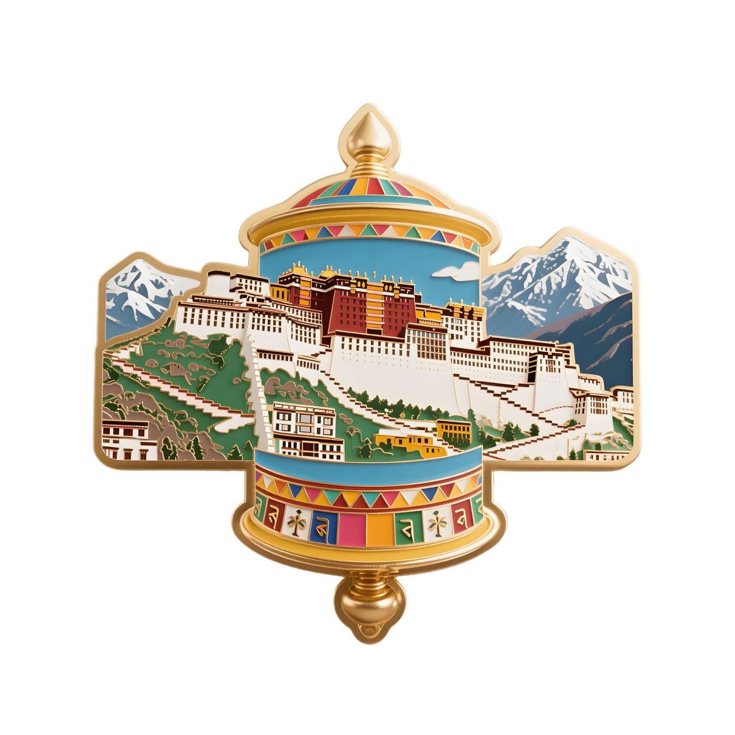Tibetan Metal Relief Fridge Magne—featuring iconic landmarks like Potala Palace