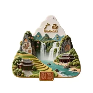 Guilin Landscape 3D Metal Relief Fridge Magnet – Miniature Art Souvenir Capturing China’s Famous Karst Mountain Magic!