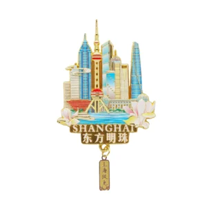 Shanghai Iconic Landmarks Metal Magnet Set – Oriental Pearl Tower & The Bund Creative Fridge Magnet, Souvenir Gift for City Travelers