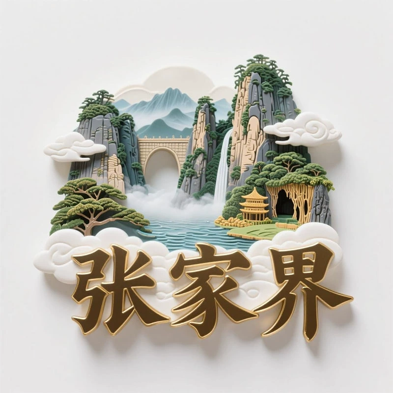 Zhangjiajie 3D Metal Relief Fridge Magnet – Chinese Cultural Souvenir Travel Gift and Home Decor