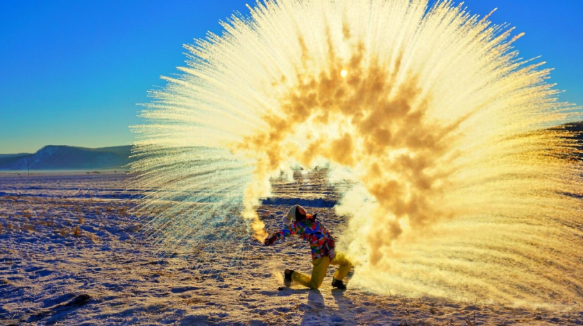 watch hot water crystallize in mid-air